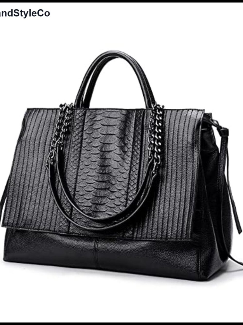 Crocodile Patterned PU Leather Tote Handbag Chain Shoulder Bag Large Satchel